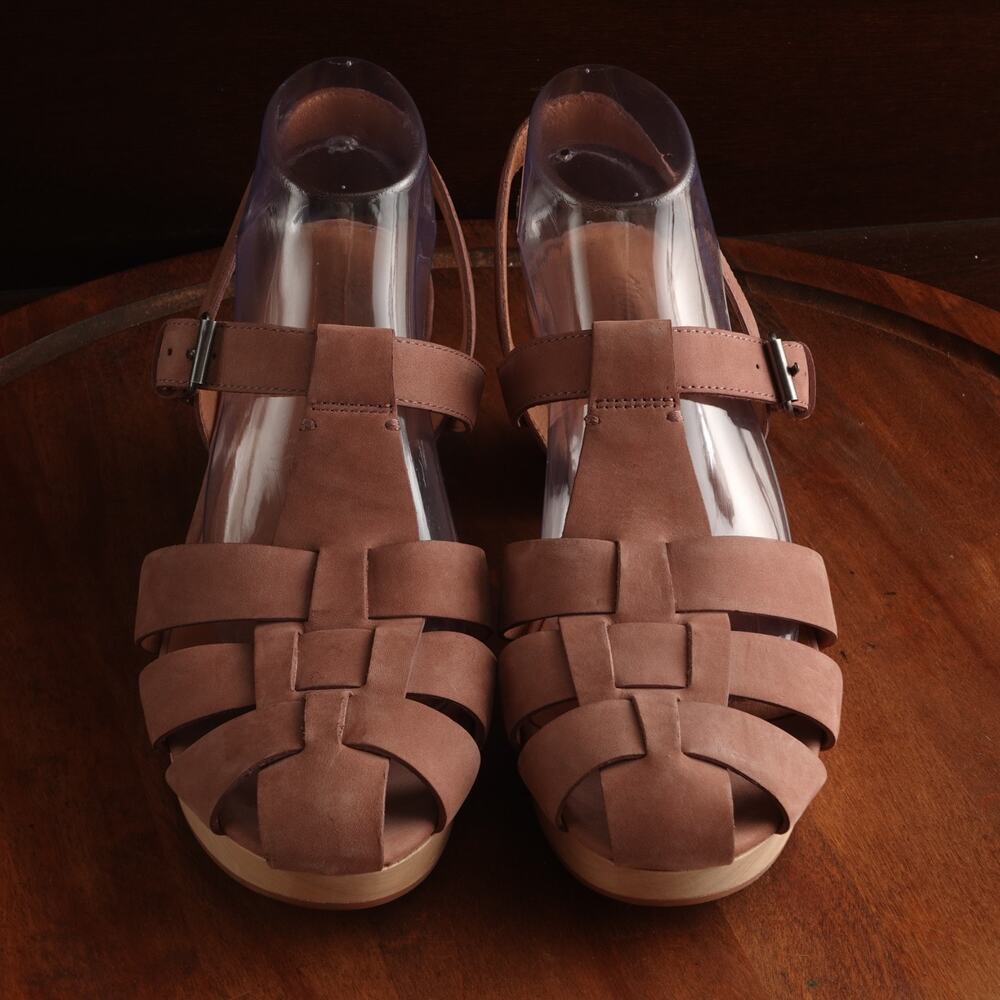 Madewell Sandals Womens Size 10 Blush Pink The Fisherman Clog Leather Boho Shoes - Picture 2 of 15